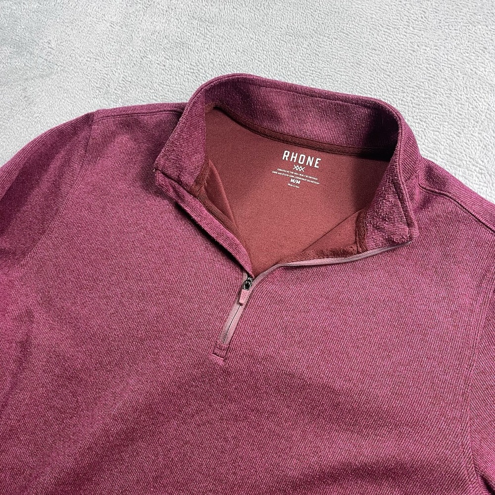 Rhone‎ Sweater Mens Medium Pink Quarter 1/4 Zip Pullover Fleece Style 100474